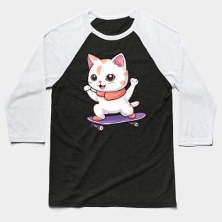 Skateboard Cat Baseball T-Shirt